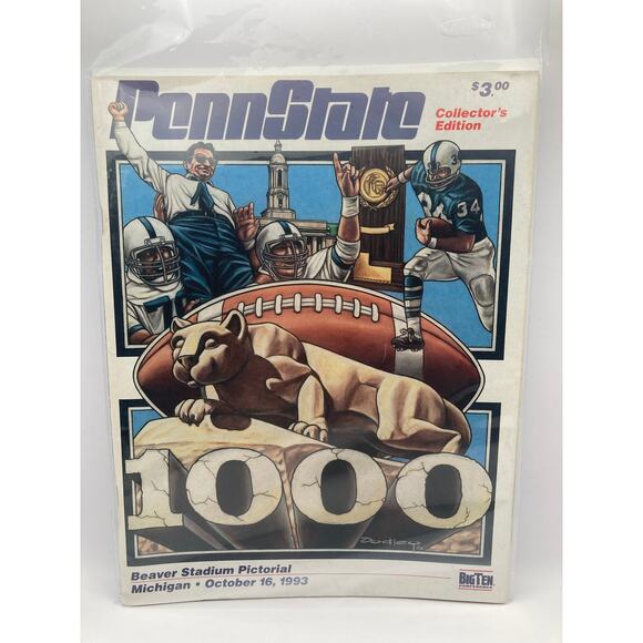 Penn State Joe Paterno 1000 Game Program 1993 Michigan Vs Penn State - Picture 1 of 3